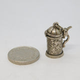 Sterling Silver Beer Stein Charm Pendant Vintage c1970s