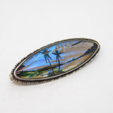 Sterling Silver Morpho Butterfly Wing Carribean Souvenir Brooch Antique Art Deco