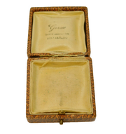French Brown Tooled Leather Jewellery Box Aix-Les-Bains Antique c1930