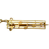 Victorian 9ct Yellow Gold Musical Note Score Brooch Antique c1880s