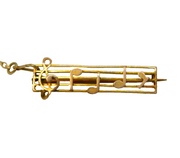Victorian 9ct Yellow Gold Musical Note Score Brooch Antique c1880s