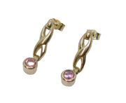 Pair of Sterling Silver Pink CZ Set Hinged Stud Drop Earrings Vintage c1970