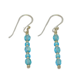 Pair of Sterling Silver Light Blue Glass Beads Drop Earrings Contemporary c2010