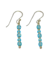Pair of Sterling Silver Light Blue Glass Beads Drop Earrings Contemporary c2010