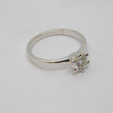 Sterling Silver White Sapphire Solitaire Band Ring Vintage c1970 Size N 1/2