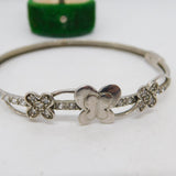 Sterling Silver & Spinel Set Butterfly Bangle Bracelet Vintage c1990
