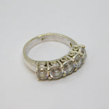 Sterling Silver 5 Stone Cubic Zirconia Dress Ring Vintage c1970 Size Q