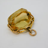 Edwardian 9ct Yellow Gold Mounted Citrine Spinner Fob Pendant Antique