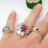 Studio Jewellery Sterling Silver Ruby Set Statement Ring Vintage Birmingham