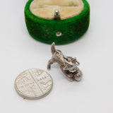 Sterling Silver Kitten Playing with the Ball Charm Pendant Vintage c1970