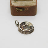 Sterling Silver Roulette Wheel with Pearl Charm Pendant Vintage c1970