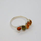 Sterling Silver Mixed Colour Baltic Amber Dress Band Ring Vintage c1970 Size O