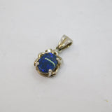 Sterling Silver Oval Black Opal Doublet & Spinel Charm Pendant Vintage c1970s