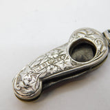Victorian Sterling Silver Floral Pattern Cigar Cutter Fob Antique Birmingham