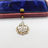 Sterling Silver I Love You Charm Pendant Vintage c1970