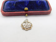 Sterling Silver I Love You Charm Pendant Vintage c1970