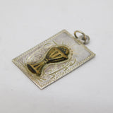 Sterling Silver & Brass Holy Grail Pendant Vintage c1970s