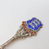 Edwardian Sterling Silver & Enamel Jersey Souvenir Spoon Antique 1909