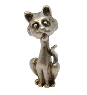 Sterling Silver Siamese Cat Charm Pendant Vintage c1970