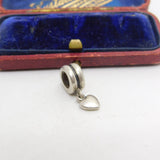 Sterling Silver Heart Drop Charm Pendant Vintage c1970