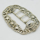 Victorian Sterling Silver Floral Pattern Belt Buckle Antique 1889 London Comyns