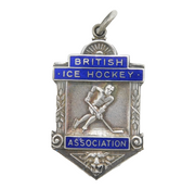 Art Deco Sterling Silevr Enamel British Ice Hockey Fob Medal Antique Birmingham