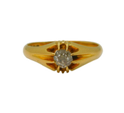 Edwardian 18ct Yellow Gold & 0.5ct Diamond Solitaire Ring Antique London