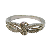 Sterling Silver Diamond Set Intertwined Design Dress Ring Vintage c1970 Size O