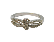 Sterling Silver Diamond Set Intertwined Design Dress Ring Vintage c1970 Size O