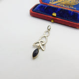Sterling Silver Onyx Twirl Drop Charm Pendant Vintage c1970