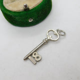 Sterling Silver 18th Birthday Key Charm Pendant Vintage c1970