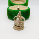 Sterling Silver Jubilee Crown Charm Pendant Vintage c1970