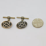 Pair Of Sterling Silver Oxidised Celtic Pattern Chain Cufflinks Vintage c1990