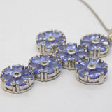 Sterling Silver & Tanzanite Set Floral Cross Pendant Necklace Vintage c2000s