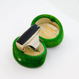 Sterling Silver Black Onyx Oblong Studio Statement Ring Vintage c1970 Size N 1/2