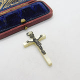 Sterling Silver Mounted Mother of Pearl Corpus Christi Pendant c1930 Antique