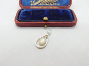 Sterling Silver Teardrop with Mother of Pearl Charm Pendant Vintage c1970