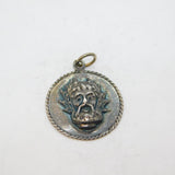 Sterling Silver CHIM Green Man Mask Form Disc Charm Pendant Vintage c1970s