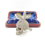Sterling Silver Pave Set Diamond Paste Bunny Skull Statement Pendant c2000