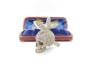 Sterling Silver Pave Set Diamond Paste Bunny Skull Statement Pendant c2000
