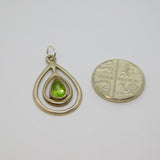 Sterling Silver Peridot Peardrop Studio Style Charm Pendant Contemporary c1990s