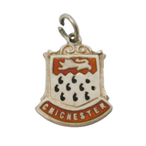 Sterling Silver Enamel Chichester Shield Charm Pendant Vintage c1970