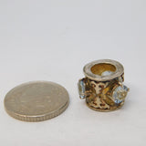 Sterling Silver Topaz Set Floral Charm Pendant Vintage c1970