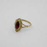 Sterling Silver Faceted Garnet Deco Style Dress Ring Vintage c1980's Size K 1/2