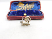 Sterling Silver Spinning Wheel Sewing Charm Pendant Vintage c1970