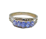 Sterling Silver 5 Tanzanite & White Sapphire Dress Ring Vintage c1970 Size R
