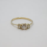 Sterling Silver Three Stone CZ Engagement Band Ring Modern c1990 Size O 1/2