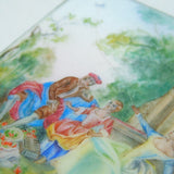 Sterling Silver & Enamel Regency Scene Makeup Compact Antique 1924 Birmingham