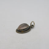 Sterling Silver Rose Quartz Cabochon Drop Charm Pendant Vintage c1970s