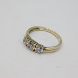 Sterling Silver Triple CZ Engagement Or Dress Ring Modern c1990 Size N 1/2
